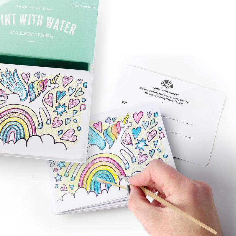 Paint with Water Valentine Cards - Unicorn