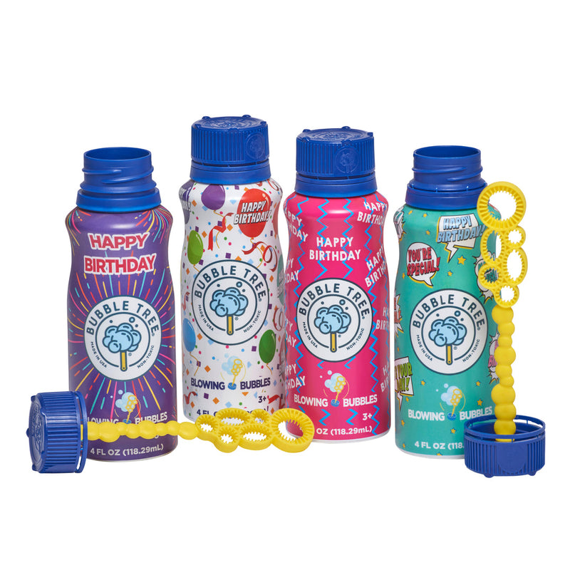 Happy Birthday 4oz Aluminum Bottle with Bubbles and Wand
