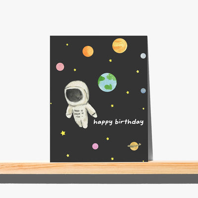 Greeting Card  - Outer Space Astronaut - Happy Birthday