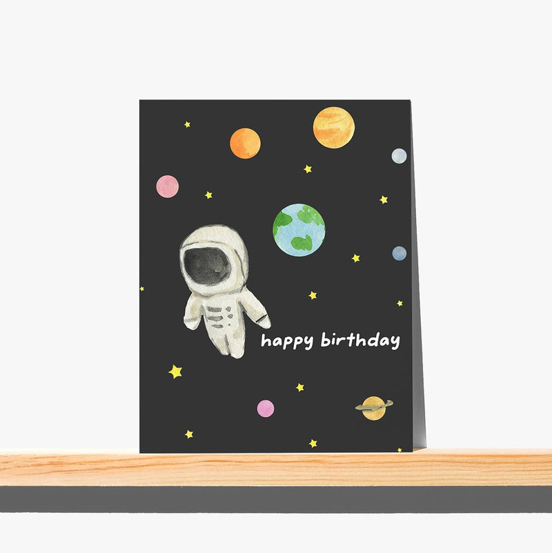 Greeting Card  - Outer Space Astronaut - Happy Birthday