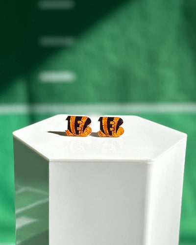 Orange Glitter Jelly B Earrings