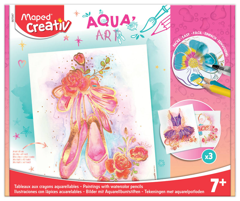 Creativ AquaArt Ballet Slippers Metallized Watercolor Drawings 14 Piece Kit