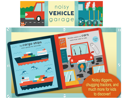 Noisy Vehicle Garage-Sturdy Interactive Board Book for Kids