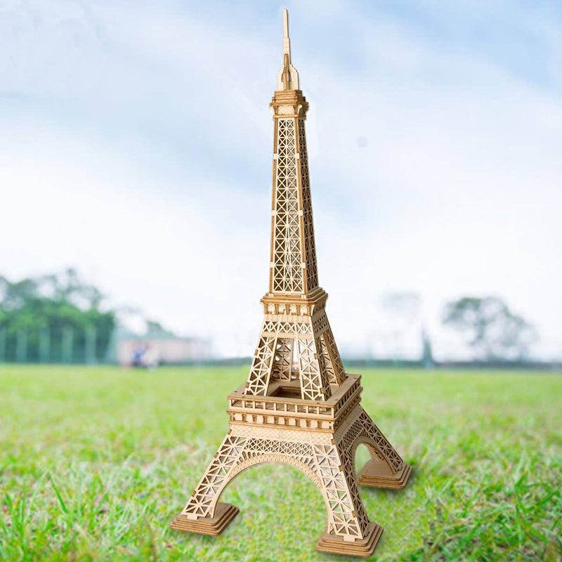 3D Laser Cut Wooden Puzzle: Eiffel Tower