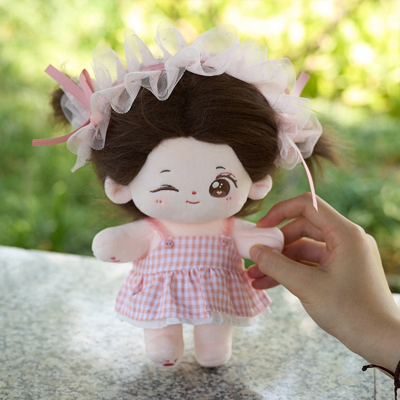 CALEMBOU Plush Doll 7.8in Cute Cotton Doll with Skeleton Anime Plushies Soft Stuffed Dress Up Doll Kawaii