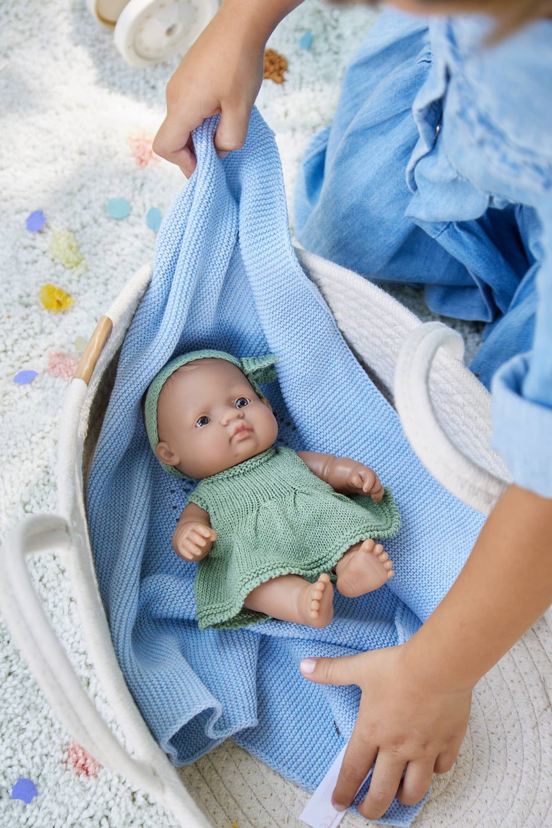 Turquoise Knitted Blanket for Dolls