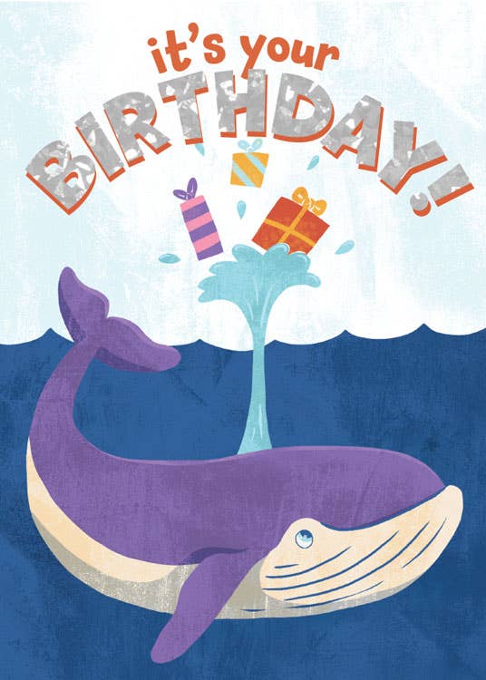 Birthday Whale Foil Card