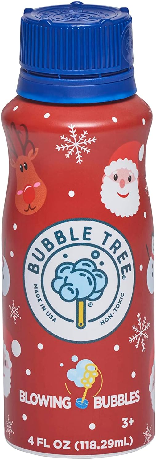 Aluminum Bubble Bottle & Wand, Single Christmas Bottle