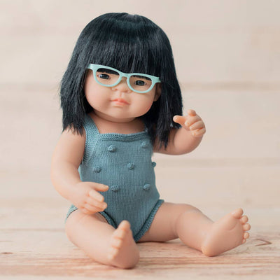 Colourful Doll Asian Girl Glasses 15” Lead color rompers