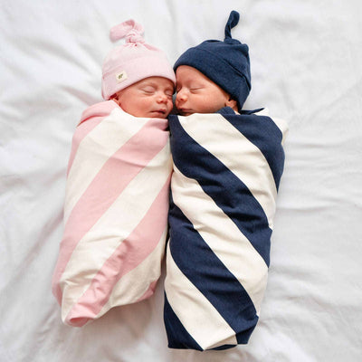 Baby Top Knot Cap - Navy Blue Heather