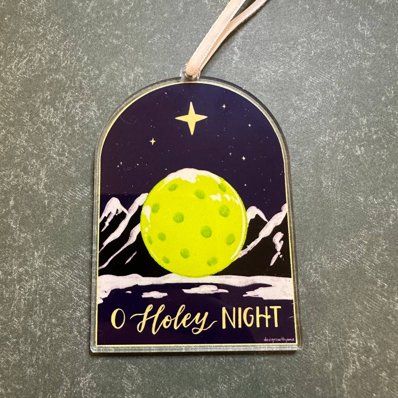 O Holey Night Pickleball Christmas Ornament