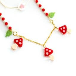 Mushroom Red Beaded Necklace