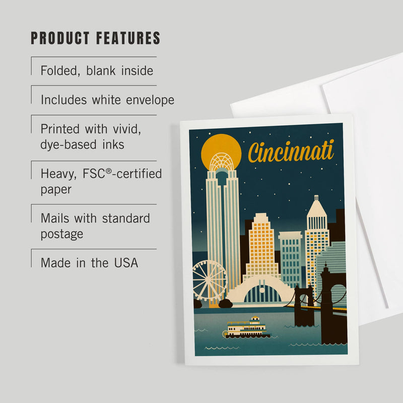 NOTECARD Cincinnati, Ohio Retro Skyline