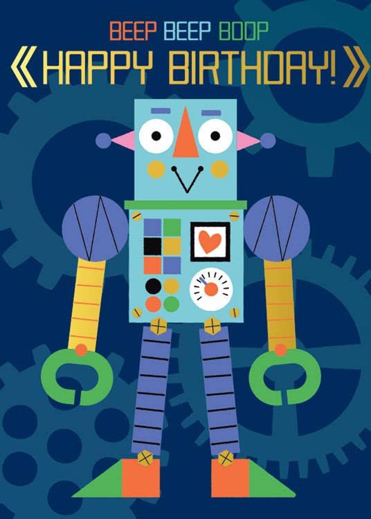 Birthday Robot Foil Card