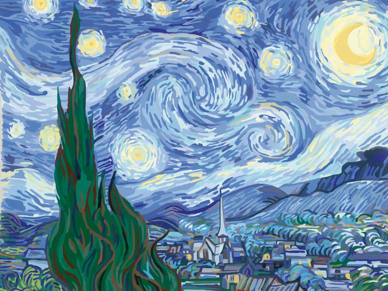 Relax CreArt Van Gogh: Starry Night Canvas Paint by Numbers Kit