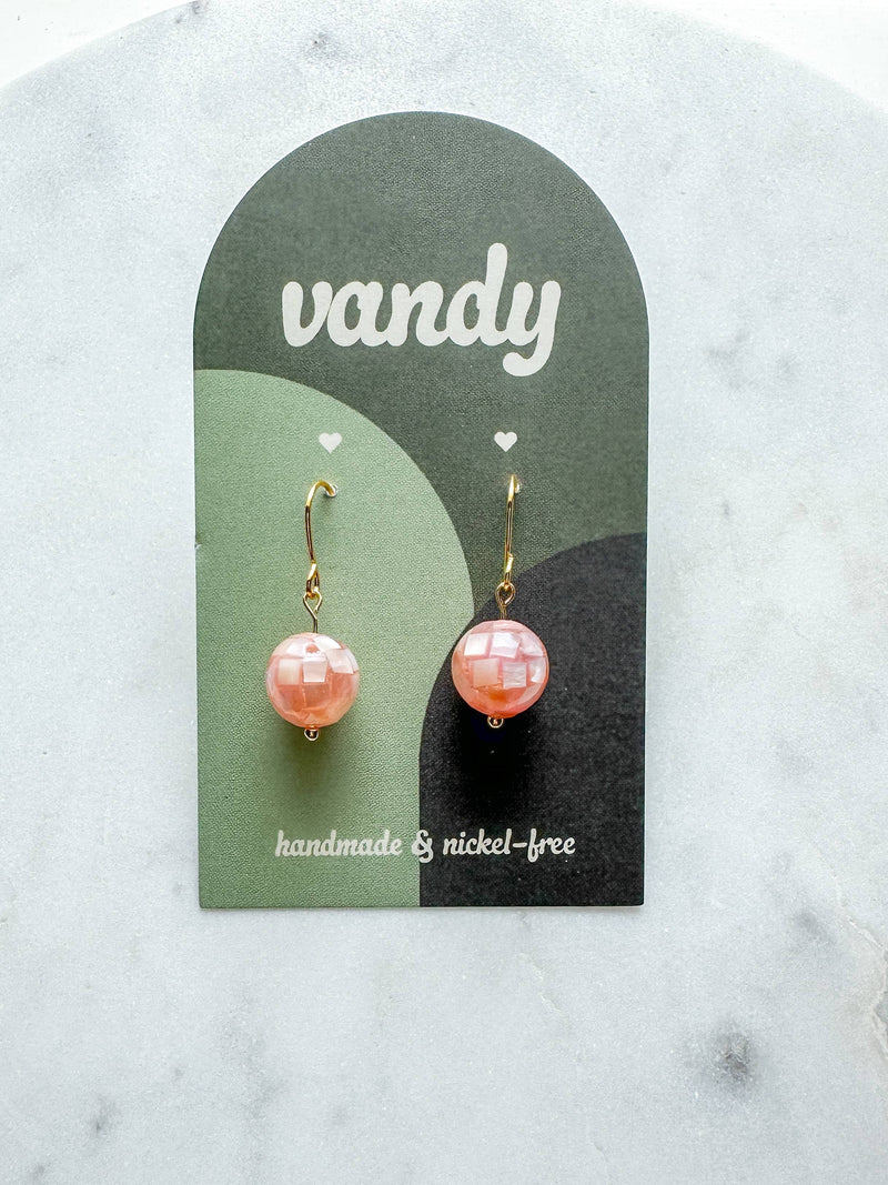 Mini Pearl and Pink Disco Ball Dangles: Pearl