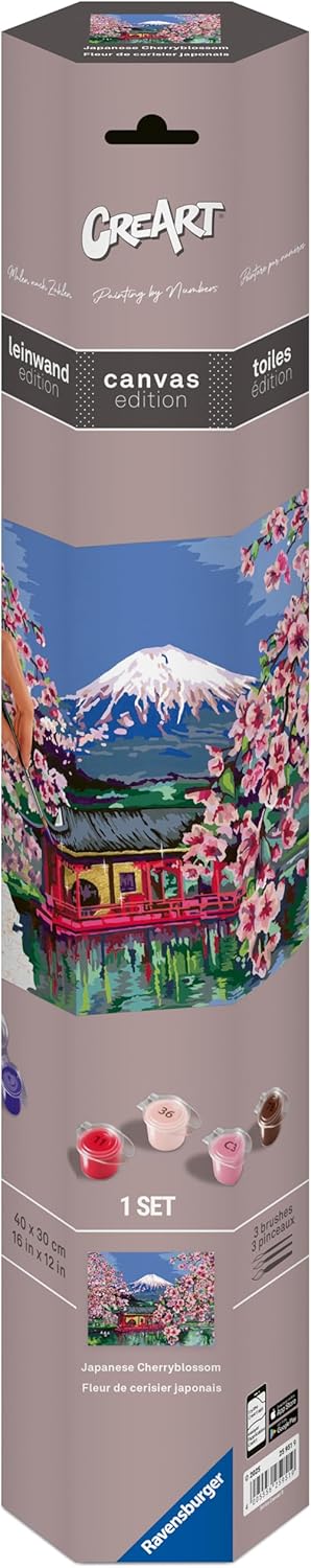 Relax CreArt Japanese Cherry Blossom Canvas Paint by Numbers Kit