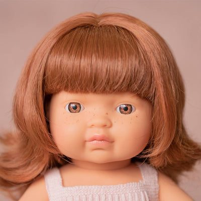 Colourful Doll Caucasian Redhead Girl 15” Pink rompers