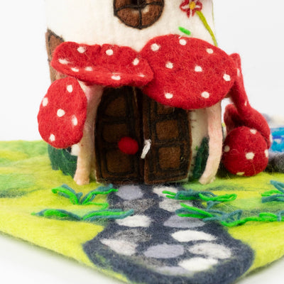 Magic Mushroom Felt Fairy PlayHouse - For Finger Puppets