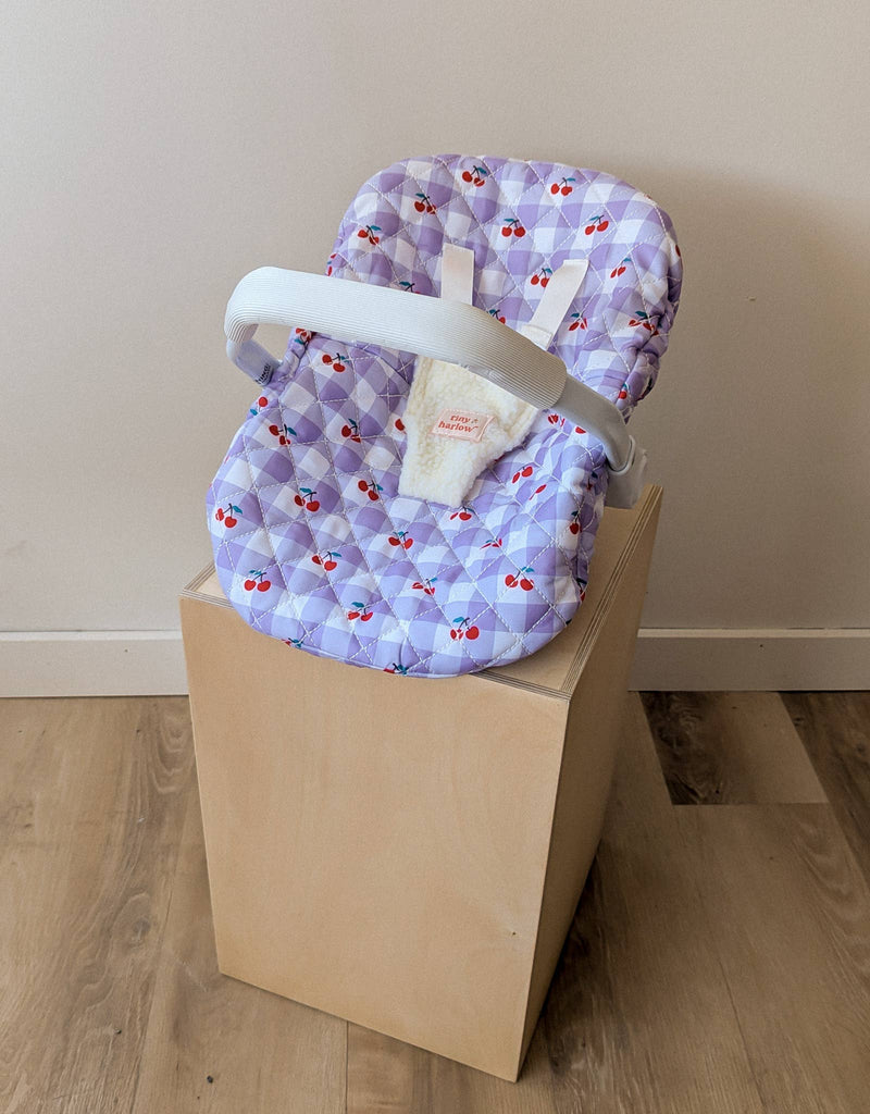 Doll Car Seat - Cherry gingham - Tiny Harlow