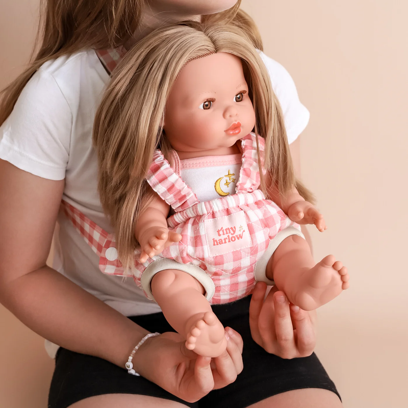 Doll Carrier - Pink gigham - Tiny Harlow
