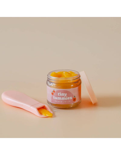 Tiny Tummies - Peach jelly food - Jar and spoon - Tiny Harlow
