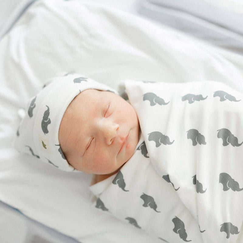 Baby Top Knot Cap - Grey Elephant
