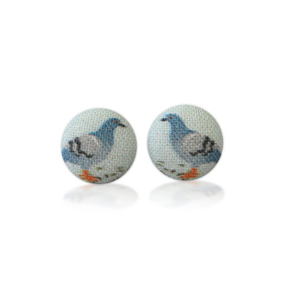Pigeon Fabric Button Earrings