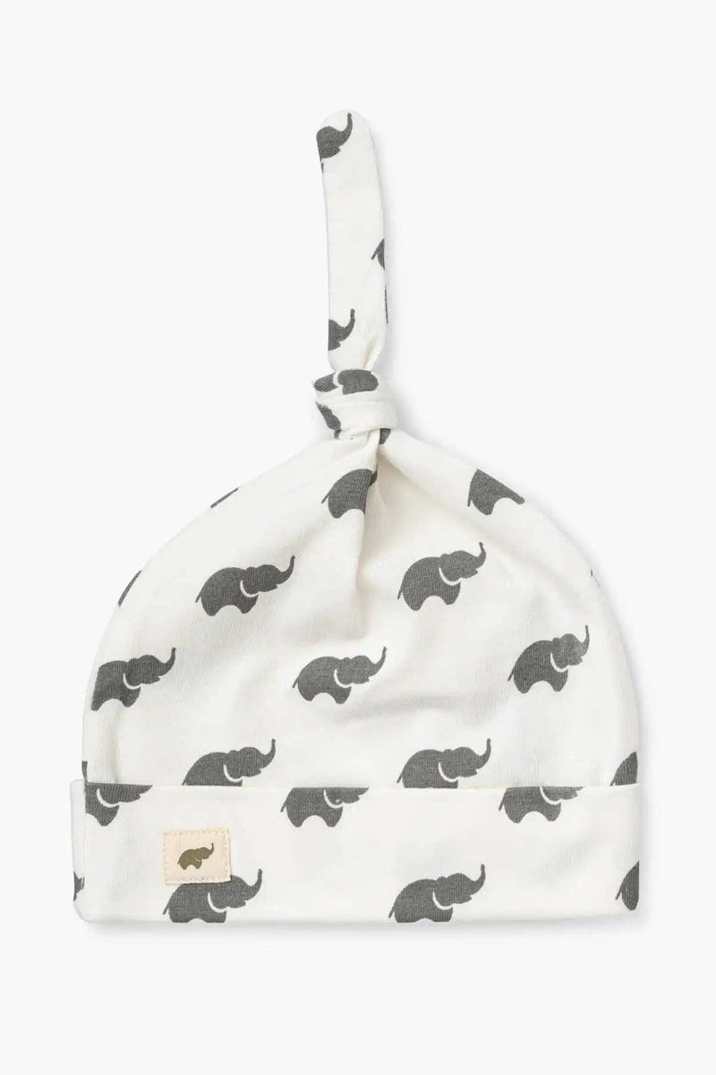 Baby Top Knot Cap - Grey Elephant
