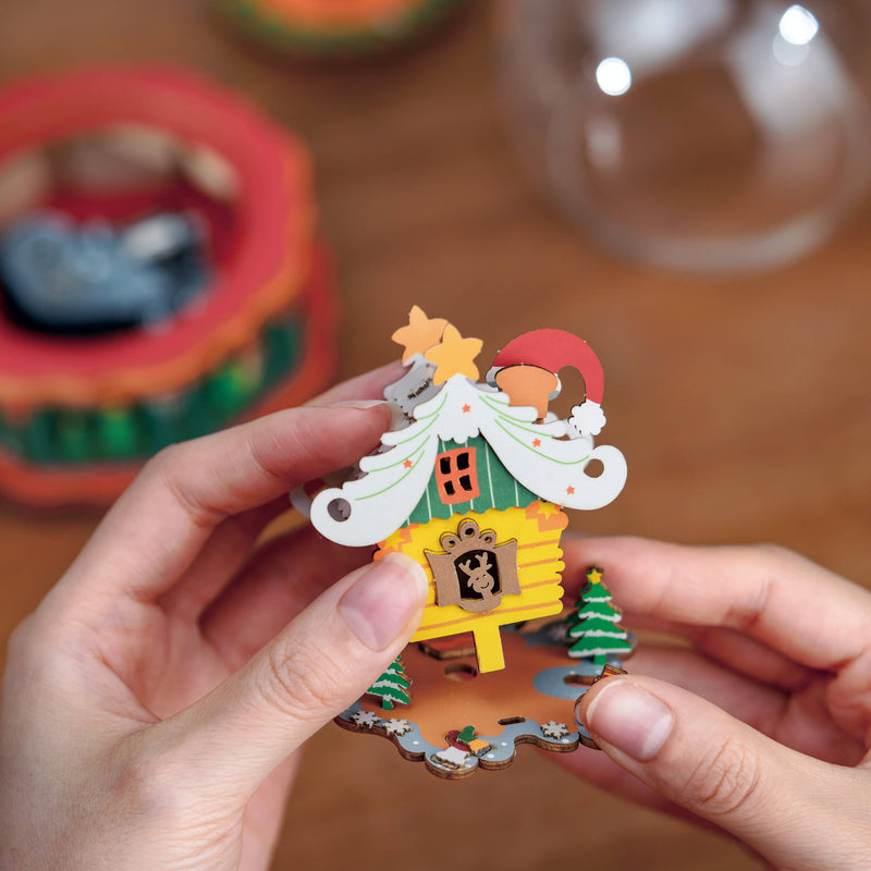 DIY 3D Wooden Puzzle Music Box: Christmas Town