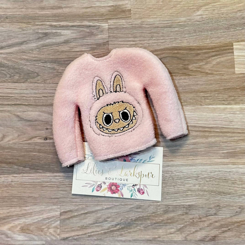 Fluffy Monster Elf Sweater - Light Pink