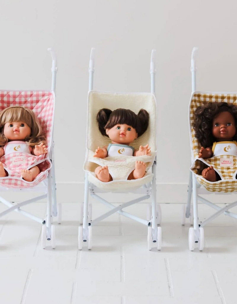 Stroller for doll - Mustard Gingham - Tiny Harlow