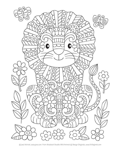 Notebook Doodles Wild Animals Coloring Book