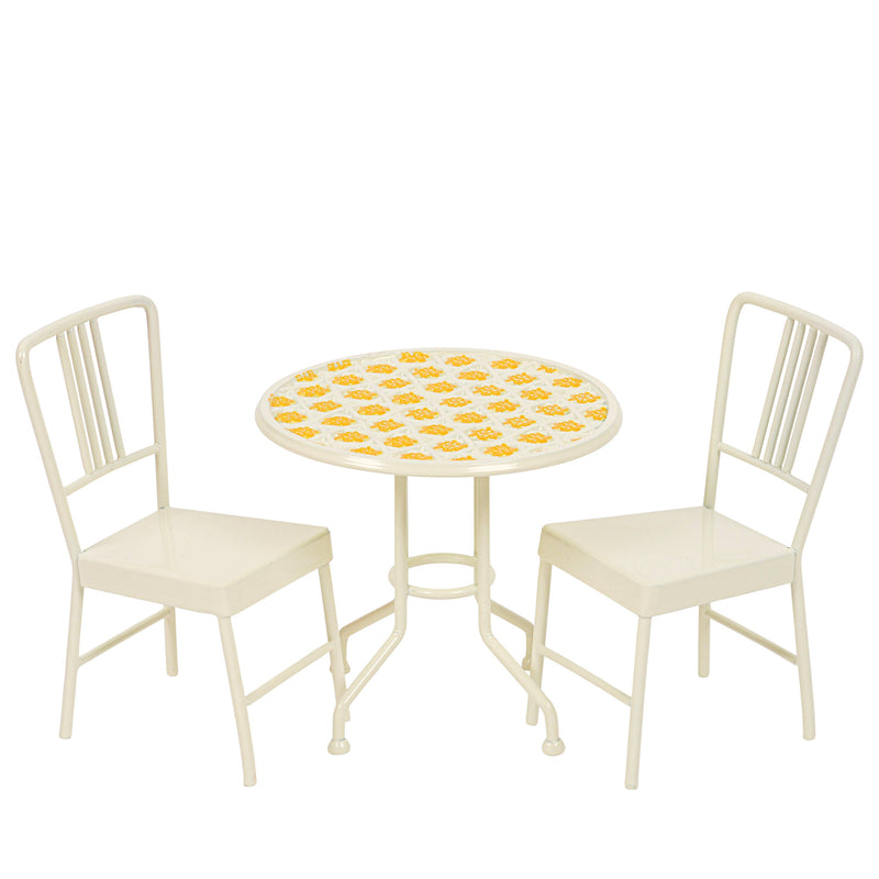 Table and Chairs Sunny Yellow Floral Pattern