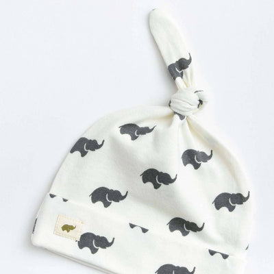 Baby Top Knot Cap - Grey Elephant