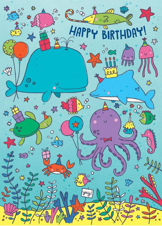 Ocean Life Glitter Card