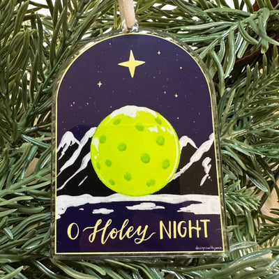 O Holey Night Pickleball Christmas Ornament