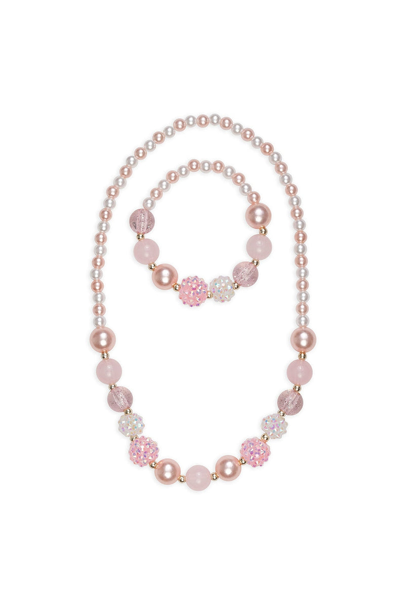 Pinky Pearl Necklace & Bracelet Set