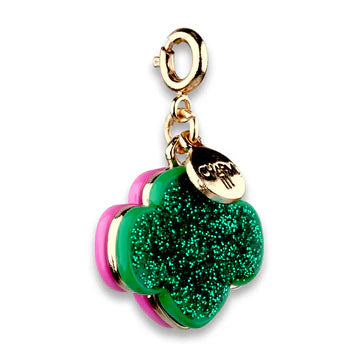 Gold Girl Scout Glitter Trefoil Charm