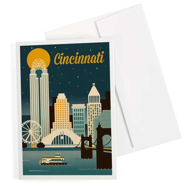 NOTECARD Cincinnati, Ohio Retro Skyline