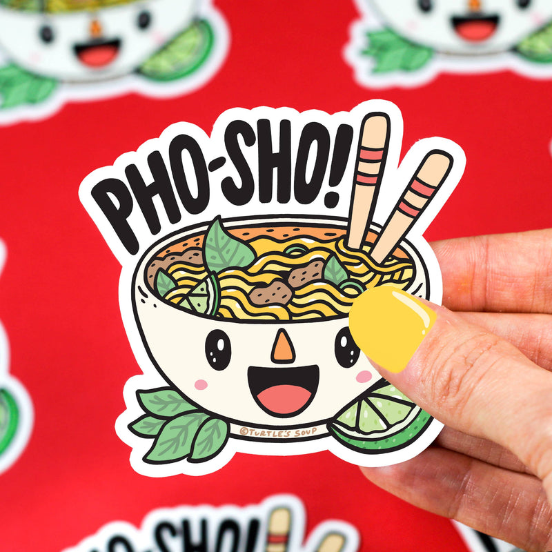 Pho Sho Food Noodles Pun Funny Water Bottle Vinyl Sticker