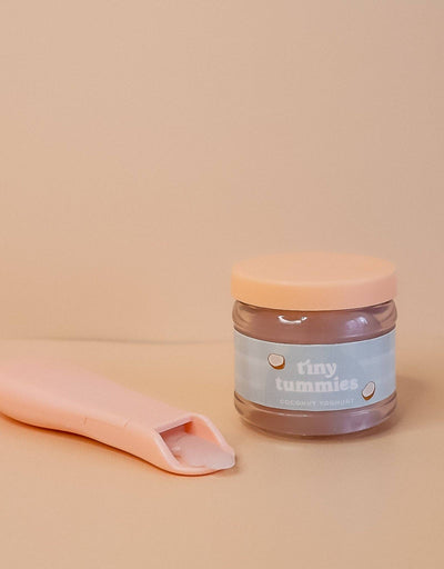 Tiny Tummies - Coconut Yogurt - Jar and spoon - Tiny Harlow