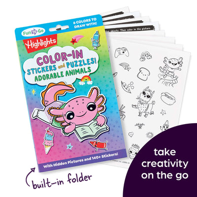 Adorable Animals Color-In Stickers and Puzzles