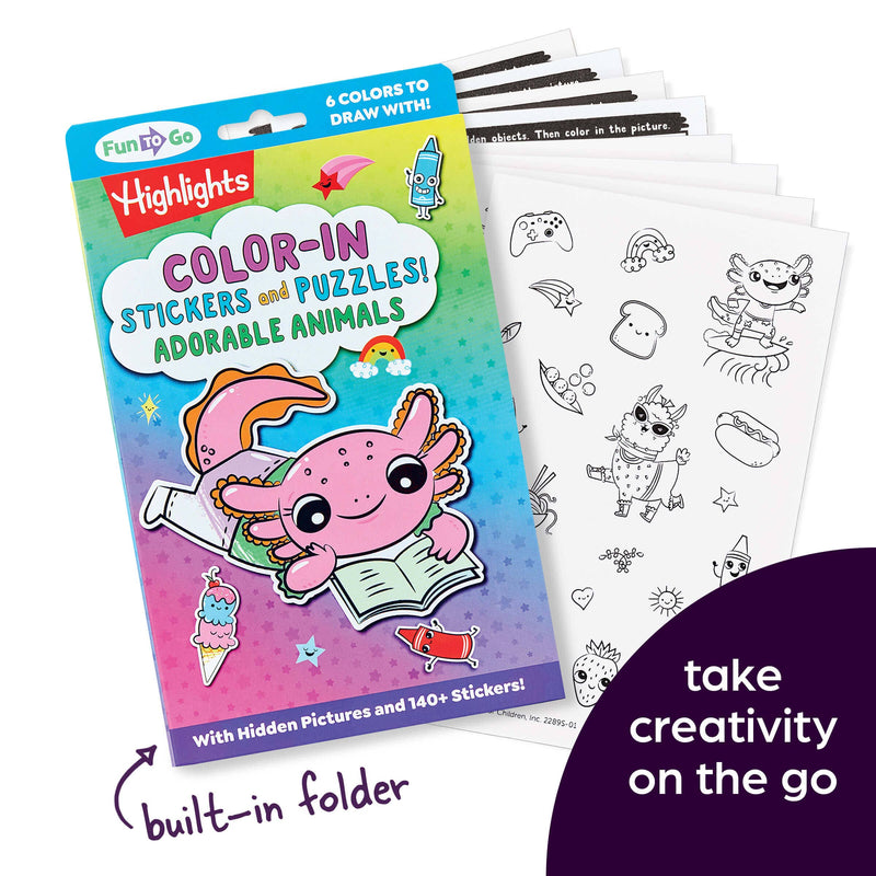 Adorable Animals Color-In Stickers and Puzzles
