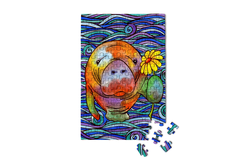 Hue Manatee Mini Jigsaw Puzzle - Fall Gift for Her Holidays