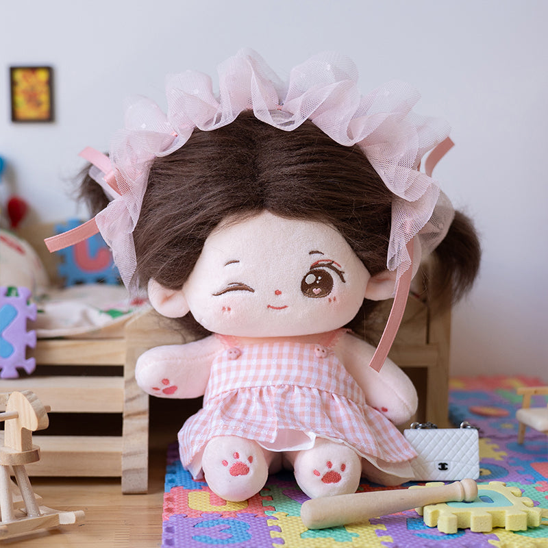 CALEMBOU Plush Doll 7.8in Cute Cotton Doll with Skeleton Anime Plushies Soft Stuffed Dress Up Doll Kawaii