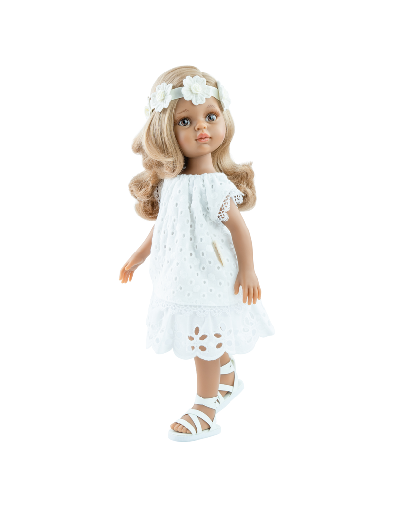 Las Amigas Doll Clothing - White dress and flower headband - Paola Reina