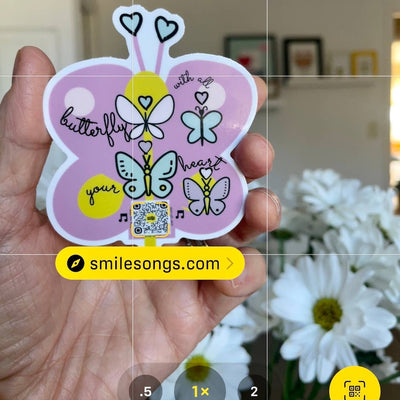 Butterfly Musical Laptop Sticker with QR Code Original Song