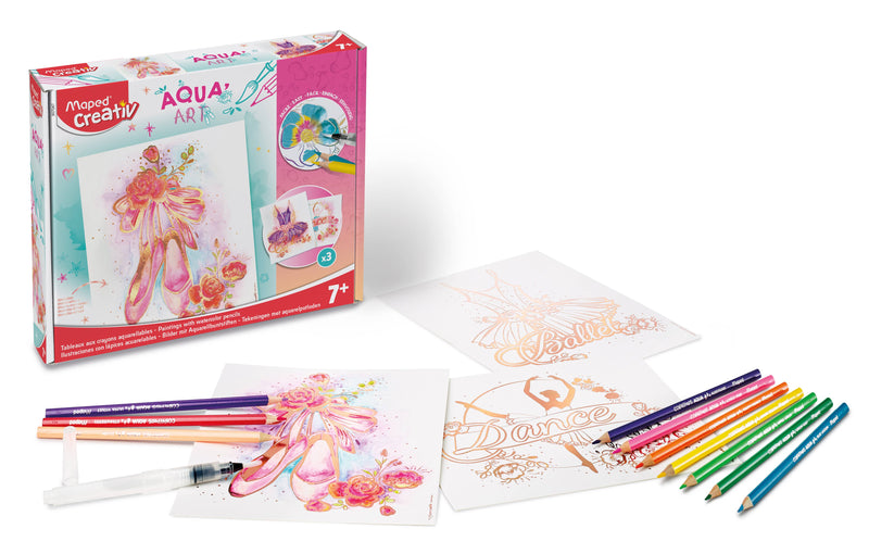 Creativ AquaArt Ballet Slippers Metallized Watercolor Drawings 14 Piece Kit