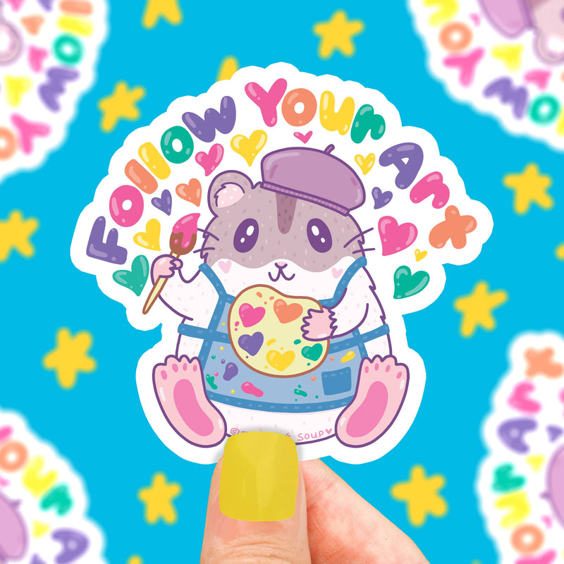 Follow Your Art Hamster Artsy Animal Vinyl Sticker